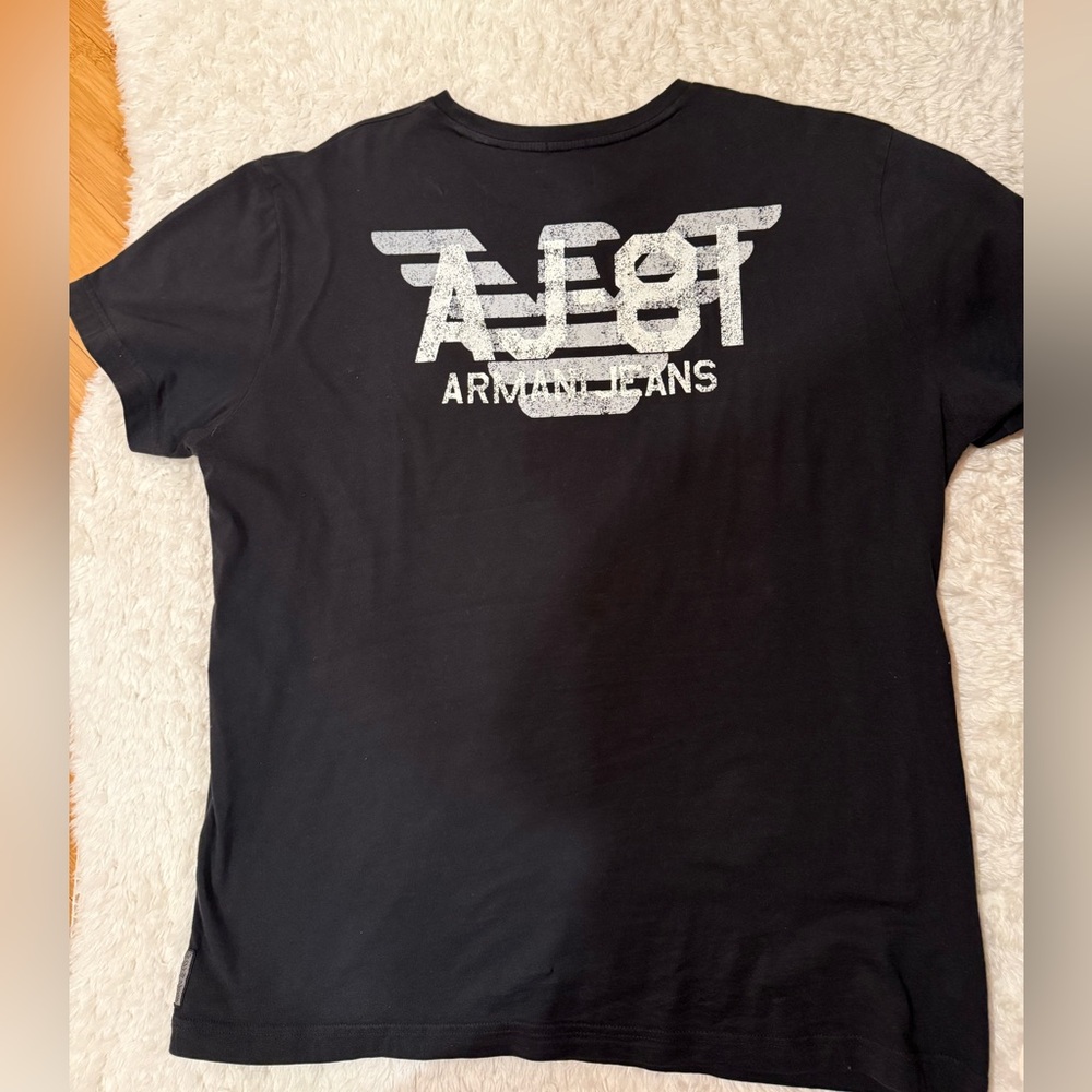 Armani Jeans Black Tee with  Logo